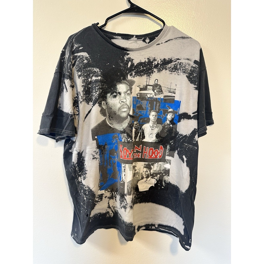 Boyz N The Hood Graphic T-Shirt Mens XL Black Bleach Wash Ice Cube Streetwear